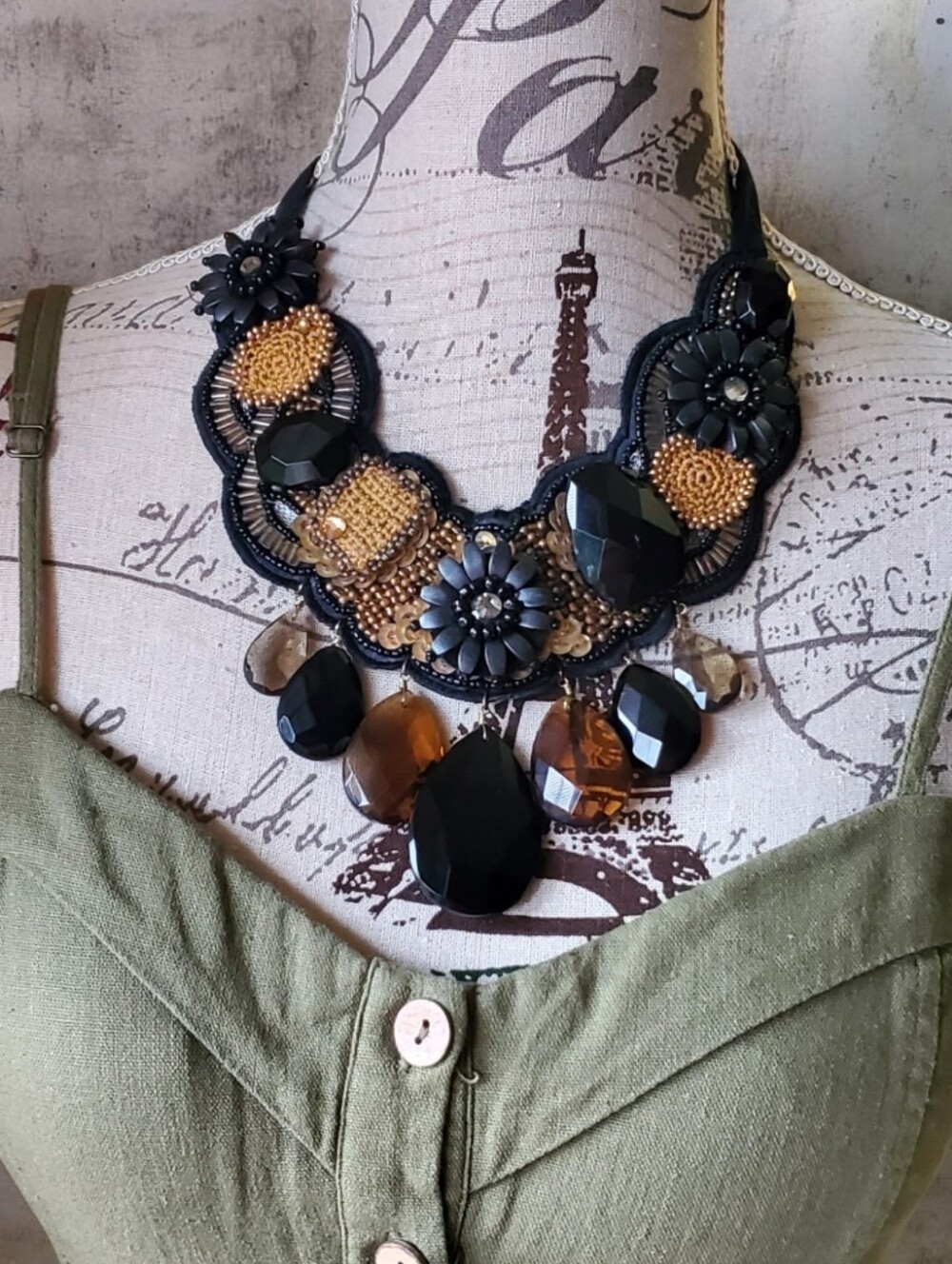 Vtg. Artisan Made Statement Bib Necklace
